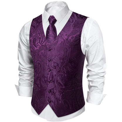 Men's Paisley Suit Vest with Tie and Handkerchief Set for Wedding and Prom