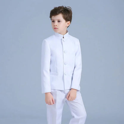 Boy Suits Fashion Stand Collar Single Breasted Outfits 2 Piece Formal Party Tuxedo Daily Casual Slim Children's Clothing