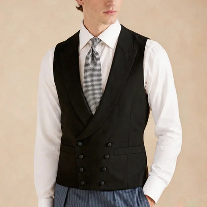 Men's Formal Vest – Double Breasted Lapel Waistcoat for Weddings & Business