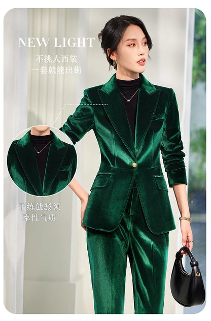 High-end Velvet Suit for Women2024Autumn Winter New High-end Professional Fashionable Elegant Capable Suit