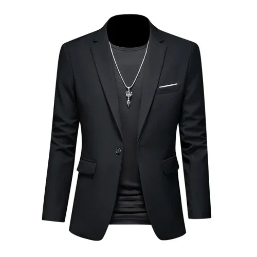 Men's Slim Fit Single-Breasted Blazer for Business Casual and Wedding Occasions