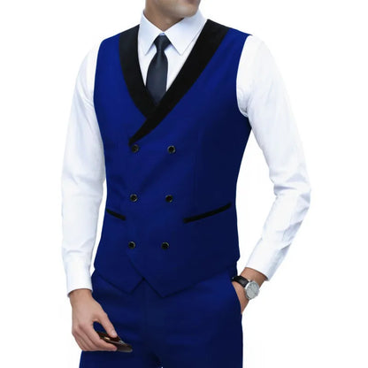 Men's Corduroy Vest Double-Breasted Slim Fit Waistcoat for Business Casual & Formal Occasions