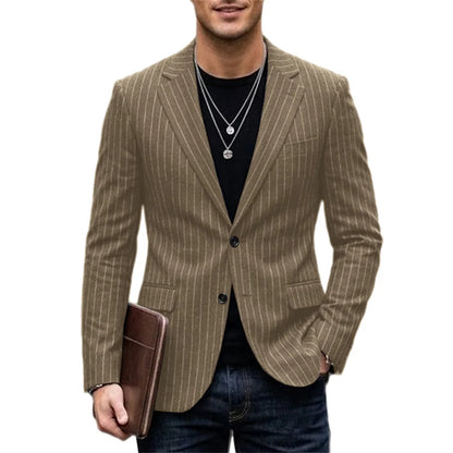 Men's Striped Blazer Casual Slim Fit Suit Jacket 2026 New Business Casual Single Breasted Blazer for Men Office Wedding Party Co