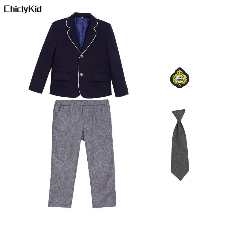 Kids Japanese Navy Jacket Suit Dress School Uniforms Girls British Boys Blazer Formal Outfits Chidren Student Clothes Class Sets