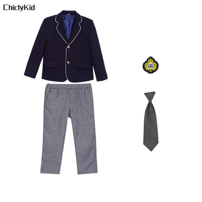 Kids Japanese Navy Jacket Suit Dress School Uniforms Girls British Boys Blazer Formal Outfits Chidren Student Clothes Class Sets