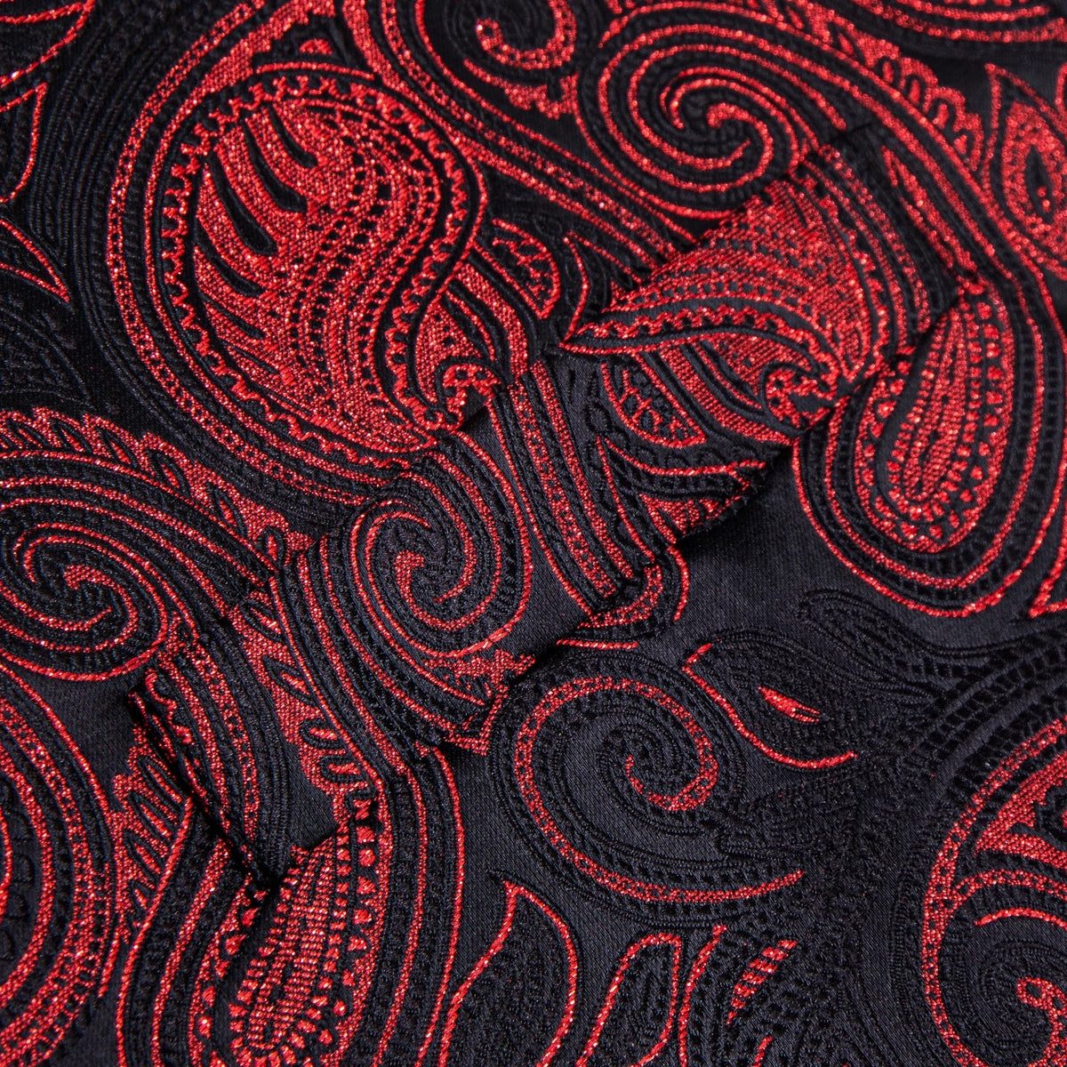 Men's Vest Tie Hanky Cufflinks Set – Wine Black Paisley Jacquard for Weddings & Formal Events