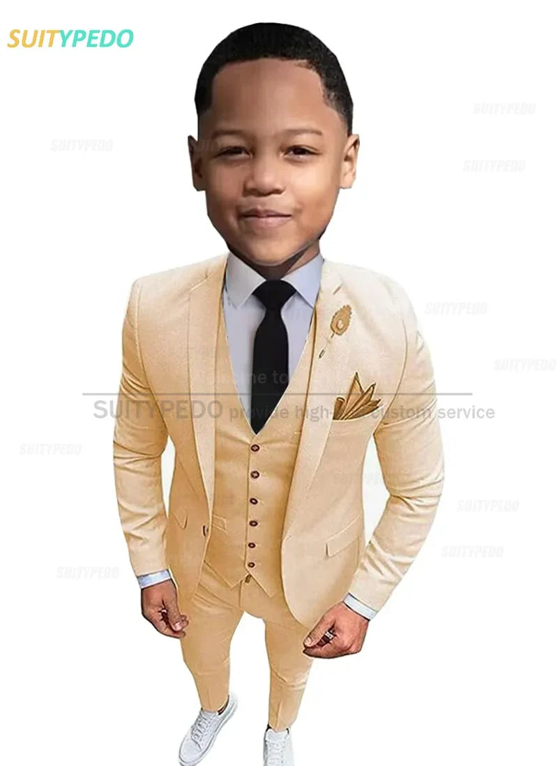 New Fashion Boys Suits Children Birthday Formal Outfit Blazer Vest Pants 3 Pieces School Activity Chorus Performance Costume