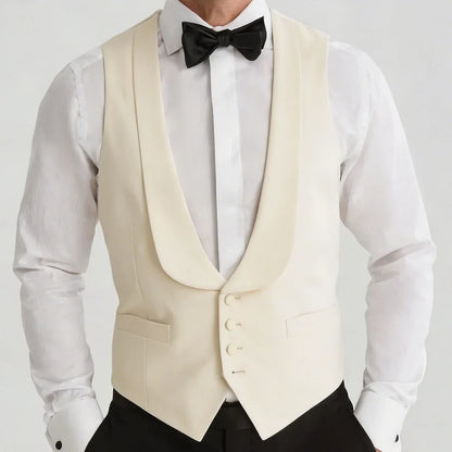 Men's Formal Vest Single Button Lapel Waistcoat for Wedding Banquet and Business