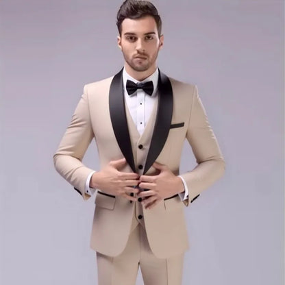 Costume 3 pièces de smoking multi-couleurs pour homme, revers châle noir, coupe ajustée, tenue formelle pour mariage, bal de promo et banquet