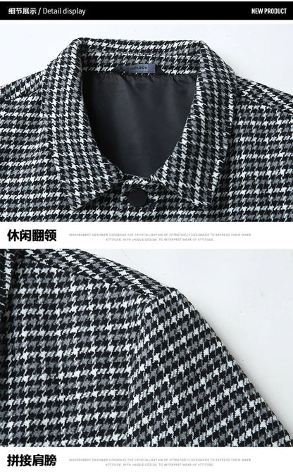 Large Size Men's Casual Jacket Lapel Shirt Handsome Spring Autumn Plus Fat Trendy Brand Loose Top for Youth