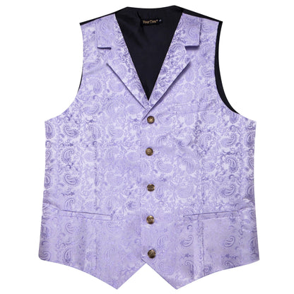 Men's Paisley Waistcoat with Matching Tie, Pocket Square and Cufflinks Set for Weddings and Business Events