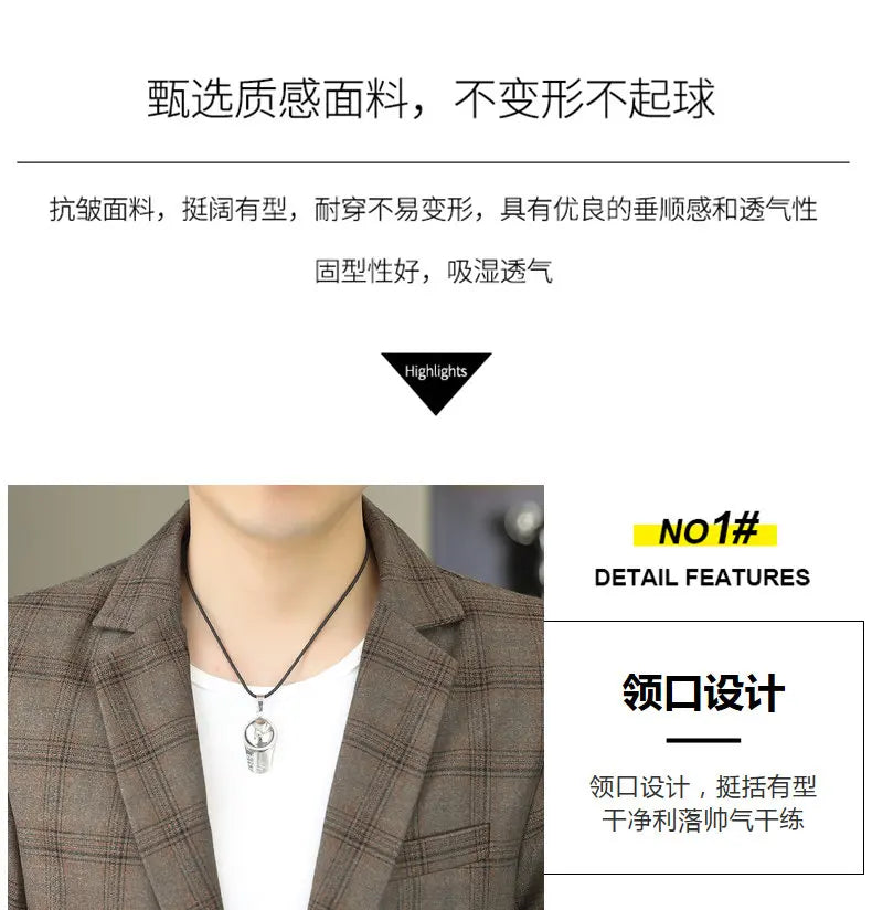 2026 Blazer Outdoor men's checked fashion business trend Wedding Slimming Gentleman Casual Korean travel high formal Wear Blazer