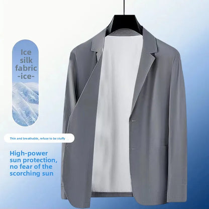 Summer Lightweight Sun Protection Blazer for Men - Stylish, Breathable, Casual, Icy Sensation, Lightweight, Silky Elastic Blazer