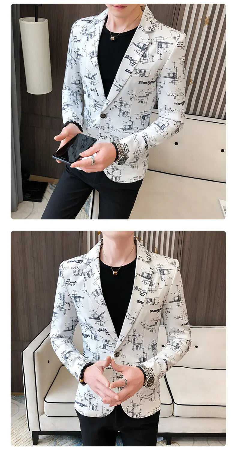 Blazer Men's Fashion Outdoor Travel Gentleman Wedding Slimming Business Versatile Trendy Casual Korean-style Formal Wear Blazer