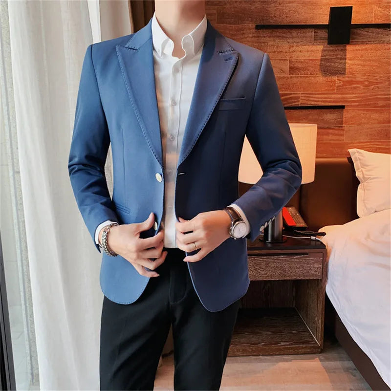 2022 Classic Green Blue Jacket Uniform Groom Tuxedos Mens Wedding Suits Peaked Lapel Man Business Blazer Groomsmen Prom Dress