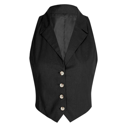 Office Lady Fashion Vest Streetwear Leopard Print Women's Waistcoat Button-down Vests Lapel Tank Top V Neck Vest Workwear Mujer