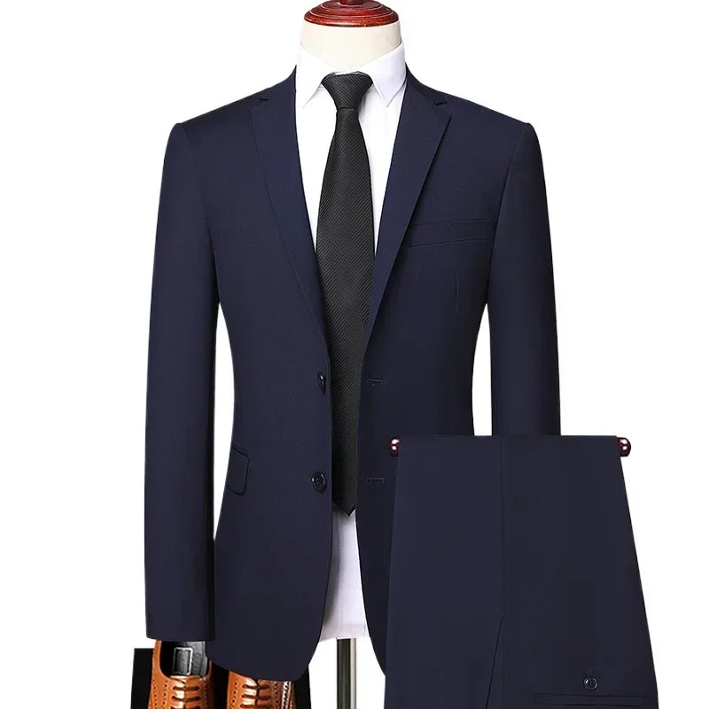 Men's Slim-Fit Suit Set – Single Breasted Blazer and Pants for Business, Wedding & Casual Wear