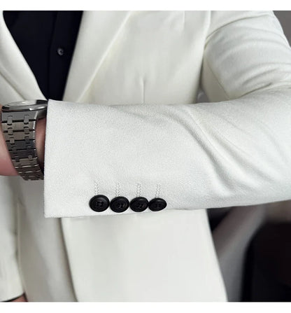 High-end Shiny Business Casual Suit Jacket Men British Style Slim Fit Office Work Men Blazers Wedding Groom Dress Coats 2025