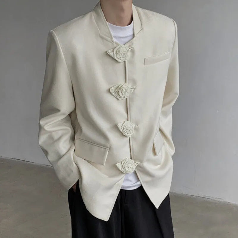 Spring Autumn New Women Blazer Stand Collar Single Breasted Chinese Style High-End Fashion Jacket Temperament Coats HK13461