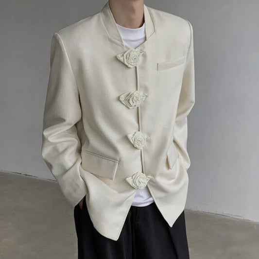Spring Autumn New Women Blazer Stand Collar Single Breasted Chinese Style High-End Fashion Jacket Temperament Coats HK13461