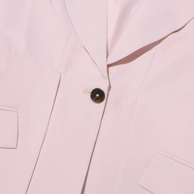 Spring Autumn New Women Blazer Back Hollow Out Waist Cinching Slim Fit Solid Color French Elegant Fashion Tide Coat HK17101