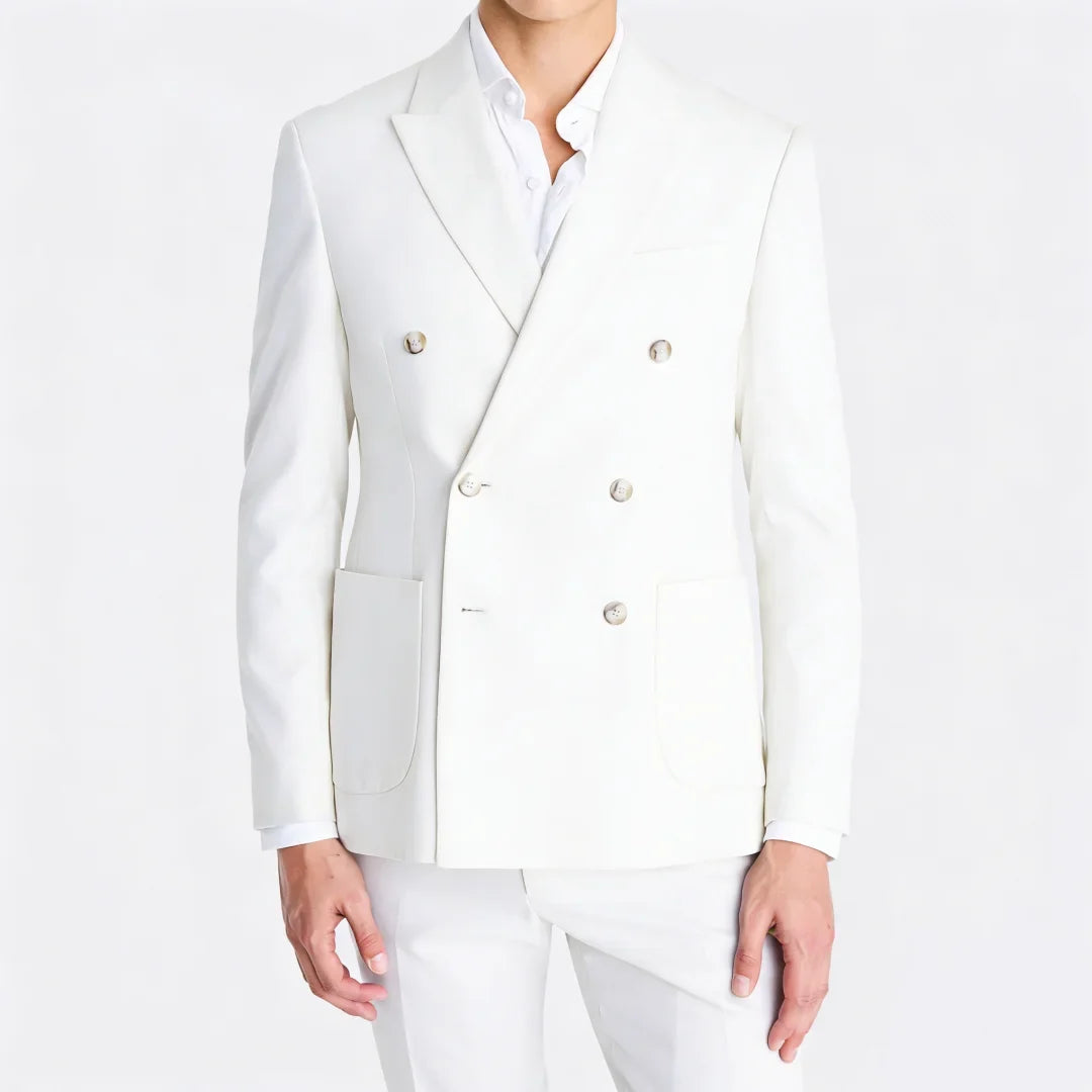 Men Suit 2 Pieces Sky Blue Double Button Solid For Wedding Banquet Birthday Party Business Work Office Daily Jacket And Pants
