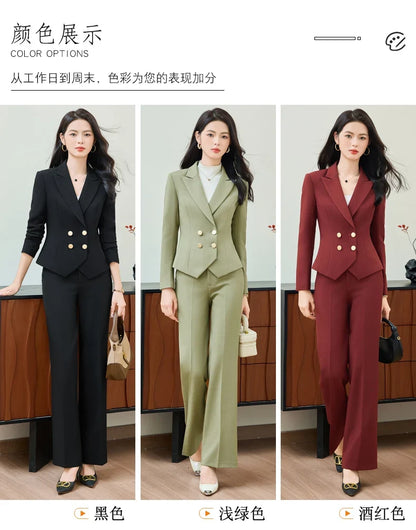 Fashionable professional women's clothing, high-quality two-piece pants + blazer, elegant temperament, beautiful charming