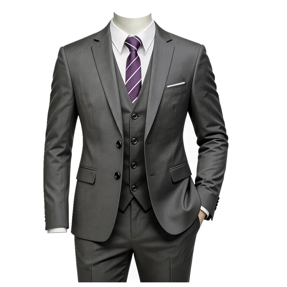 Classic Men'S 3Piece Suit Set, Consisting of a Suit Jacket, Vest, And Trousers. Suitable for Weddings, Business, Evening Parties