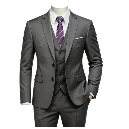 Classic Men'S 3Piece Suit Set, Consisting of a Suit Jacket, Vest, And Trousers. Suitable for Weddings, Business, Evening Parties