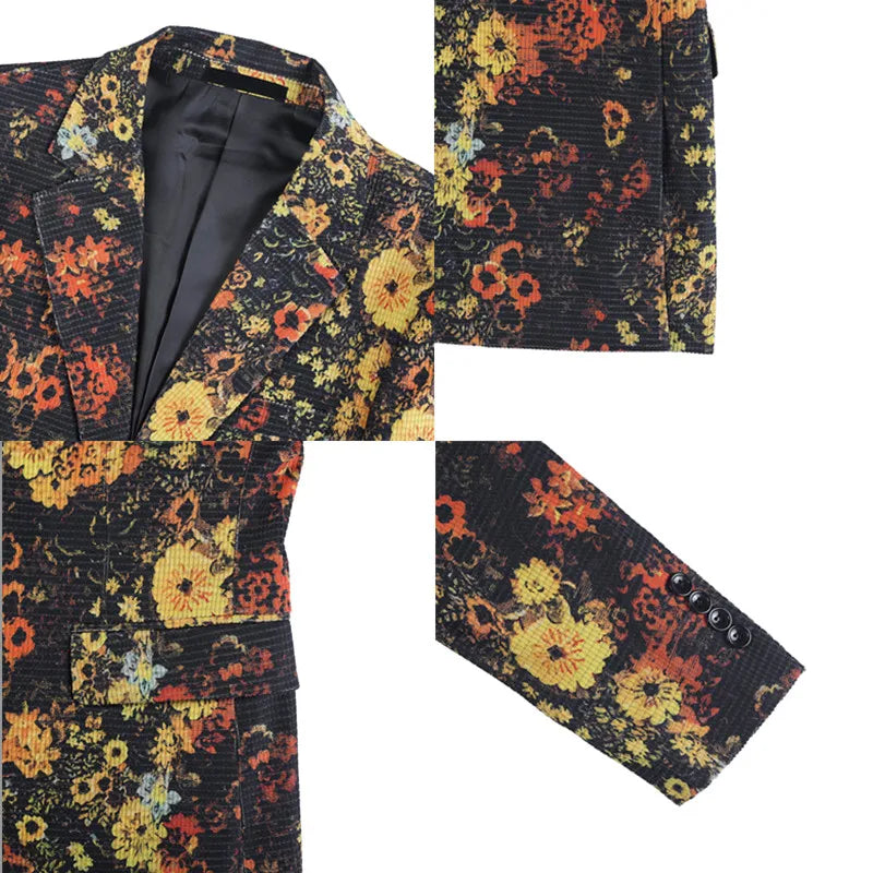 Luxury Art Jacquard Suit Jacket for Men Korean Version Business Casual Blazers Slim Fit Wedding Groom Social Dress Coats M-4XL