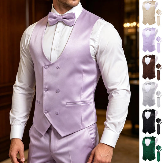 Men's Double Breasted Suit Vest Set for Weddings & Banquets