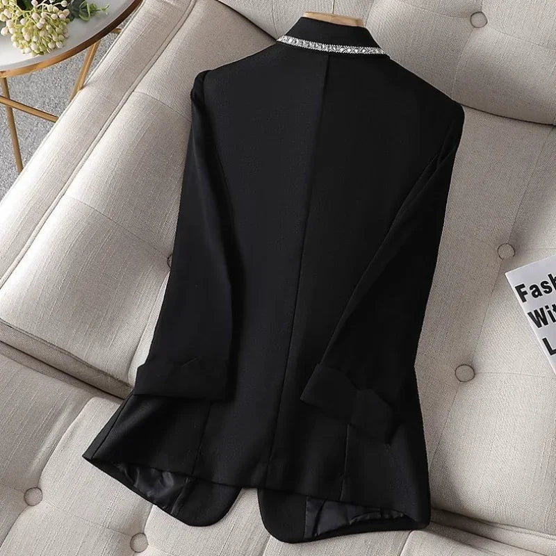 Over Glitter Diamond Female Coats and Jackets Black Long Sequin Jacket Dress Outerwear White Clothing Women's Blazers New In