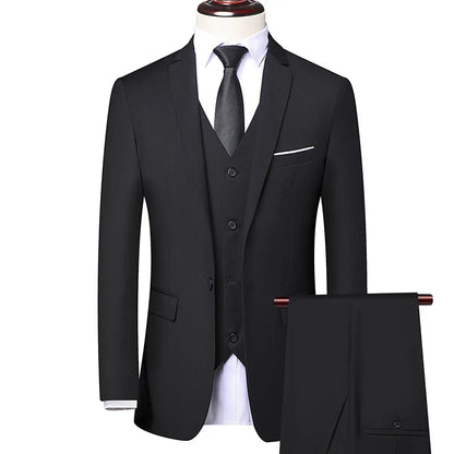 Men's 3-Piece Suit Slim Fit Single Breasted Blazer Vest Pants for Formal and Wedding Occasions
