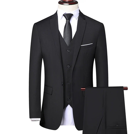 Men's 3-Piece Suit Slim Fit Single Breasted Blazer Vest Pants for Formal and Wedding Occasions