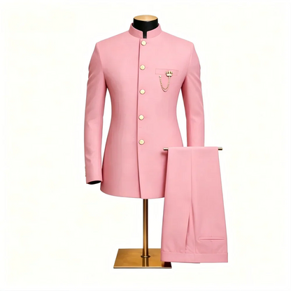 Men's 2-Piece Suit Casual Business Solid Color Turn-Down Collar Single Button Blazer Pants Ensemble Moda Masculina