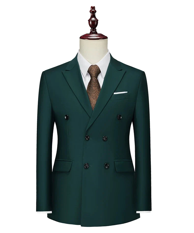 Men's Double Breasted Blazer – Formal Solid Color Suit Jacket for Weddings & Business