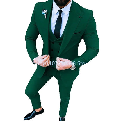 Ensemble de 3 costumes de smoking pour homme avec blazer, gilet simple boutonnage et pantalon pour mariage et occasions professionnelles décontractées