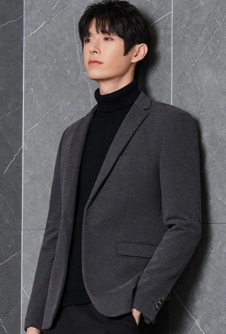 Men's Premium Wool Blend Blazer Coat Autumn Winter Thickened Korean Style Casual Business Smart Casual Elegant Outerwear
