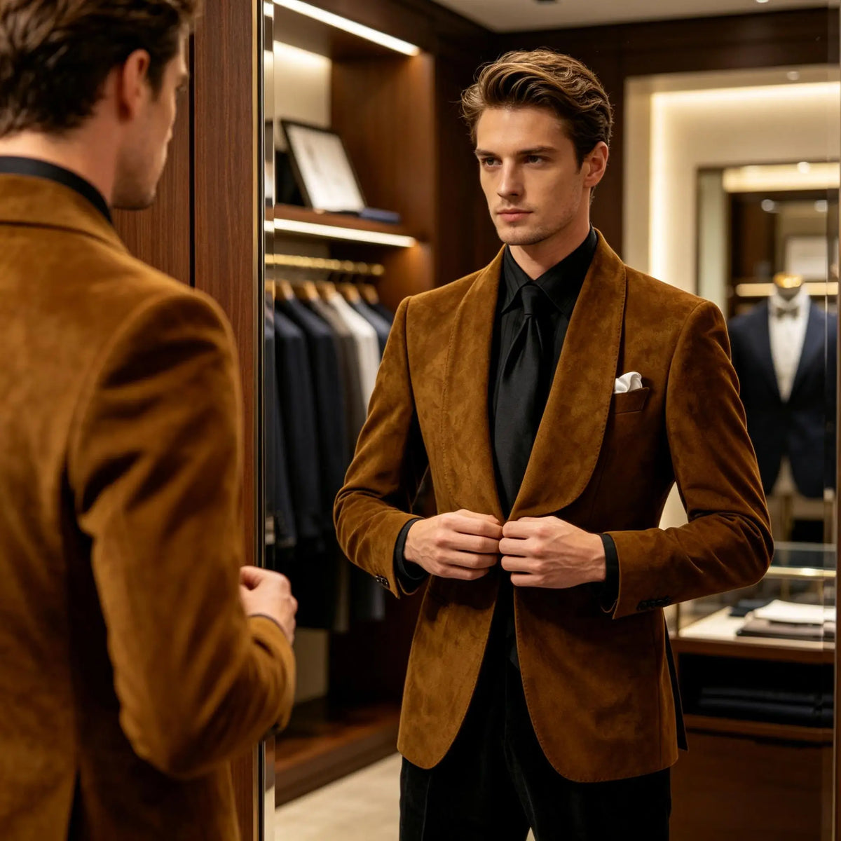 Men Suede Shawl Lapel Tuxedo Blazer Slim Fit One Button Formal Suit Jacket For Wedding Party Dinner Occasions