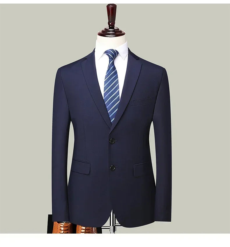 S-8XL Blazer New Men's Fashion Business Solid Color British Style Professional Work Groom Wedding Dress Best Man Blazer Jacket
