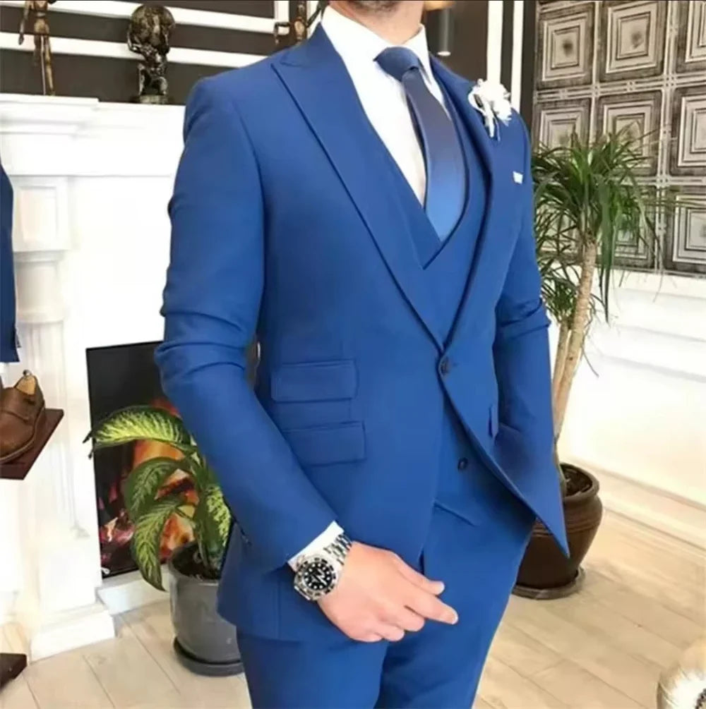 Men's 3-Piece Double Breasted Vest Suit for Wedding and Formal Occasions – Slim Fit