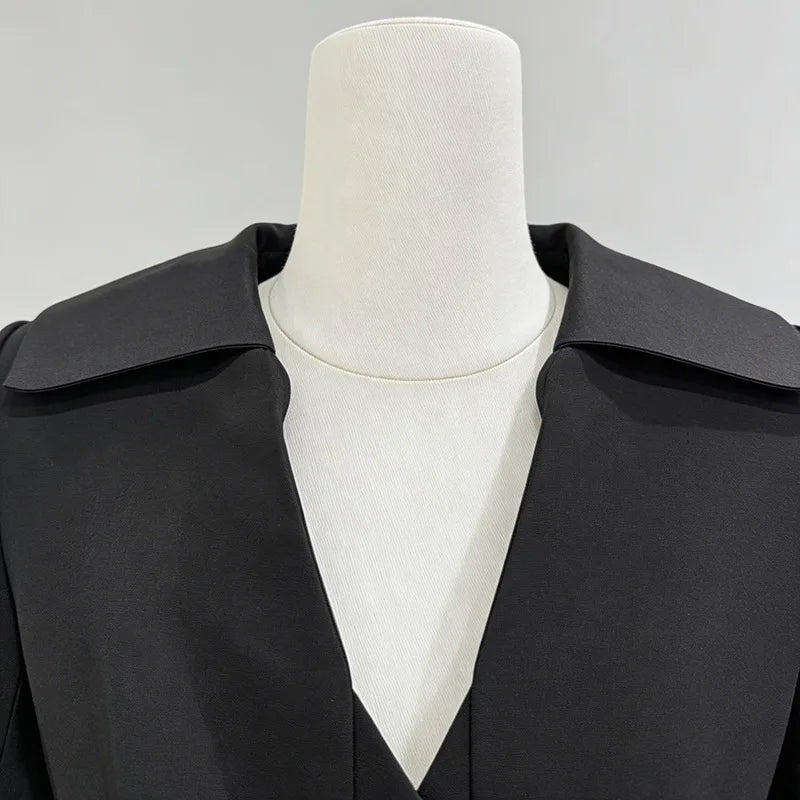 Women Elegant Fashion Blazer Belted Slim Fit V-neck Long Sleeves Office Lady Temperament High-end Jacket New Spring HK20000