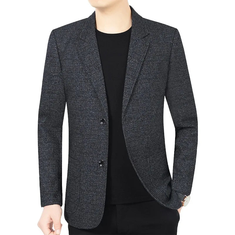 Blazer Men's Fashionable High-end Business-oriented Outdoor Gentleman's Trendy Checked Casual Wear for Hosting Weddings Blazer