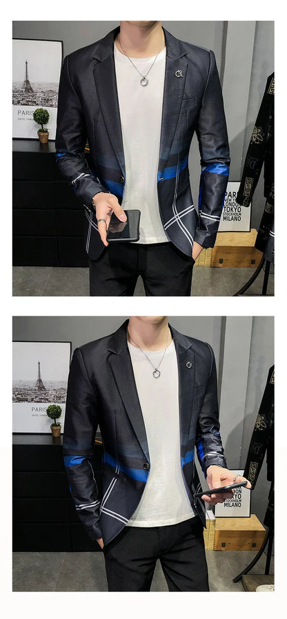 Men's Blazer Suit Jacket 2025 Spring New Fashion Korean Slim Suit Jacket Social Prom Dress Jacket Men's High Quality Clothing
