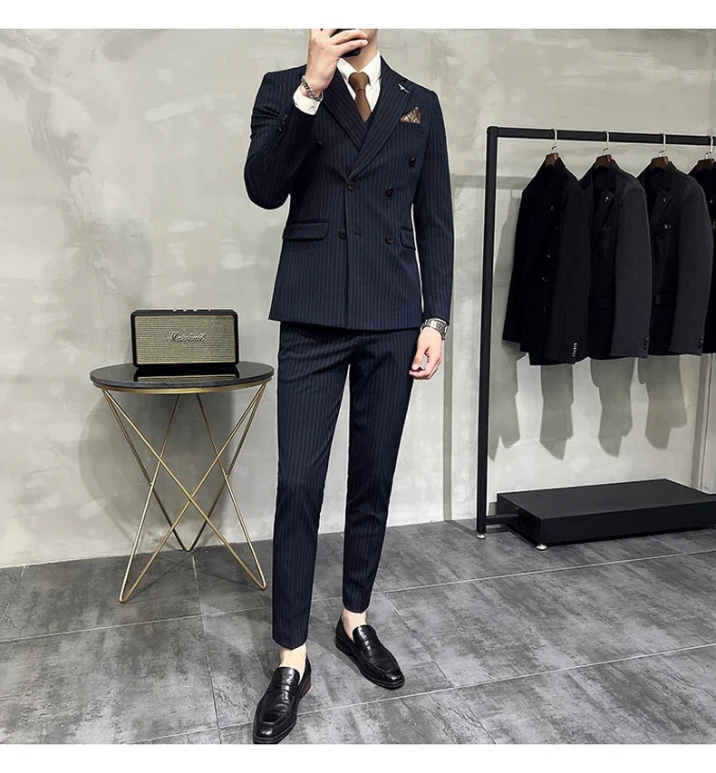 Men's Slim Fit Wedding Suit Set – Blazer, Vest & Pants for Groom & Business Formal