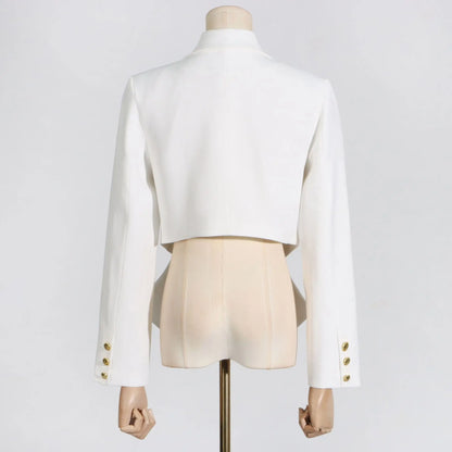 Women Trend Blazer Notched Collar Double Breasted Slimming Elegant Niche Irregular Fashion Jacket New Spring Autumn HK20370