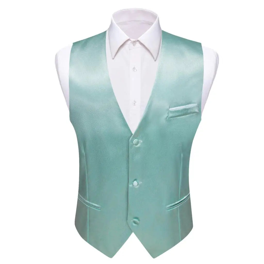 Men's Satin Vest Slim Fit Single-Breasted Waistcoat for Weddings and Formal Occasions