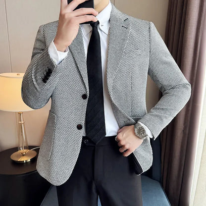 New Lmitation Linen Woven Slim Fit Suit Jacket Men Fashion Casual Business Blazers Wedding Social Party Dress Coats 4XL-M