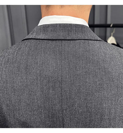 Men's 3 Piece Suit Set Double‑Button Slim Fit Solid Color Business Casual Wedding Party Jacket Vest Pants Formal Outfit for Men
