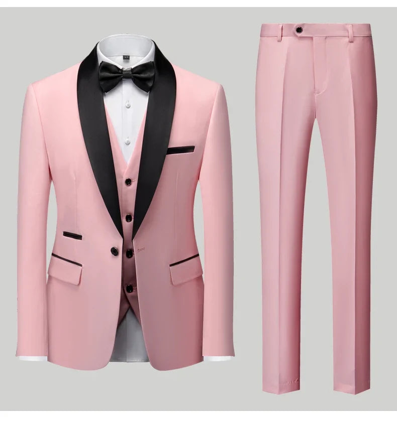 Men's Slim Fit Formal Suit Set – Blazer, Vest & Pants for Weddings & Parties